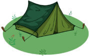 tent. tourist tent. vector of a camping tent. hand drawn tent for hiking and tourism.